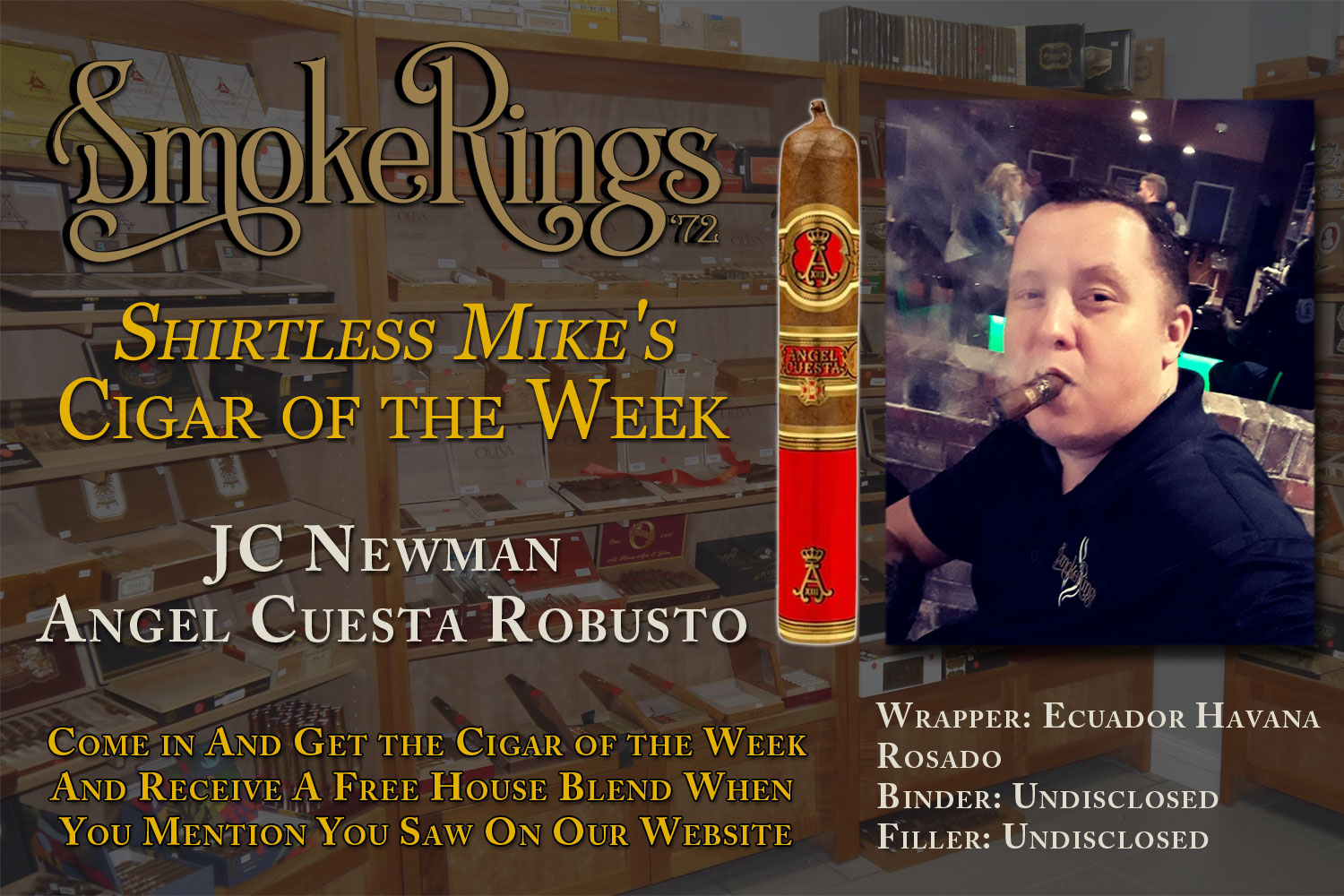 Shirtless Mike’s Cigar of the Week- December 18, 2025 – JC Newman Angel Cuesta Robusto