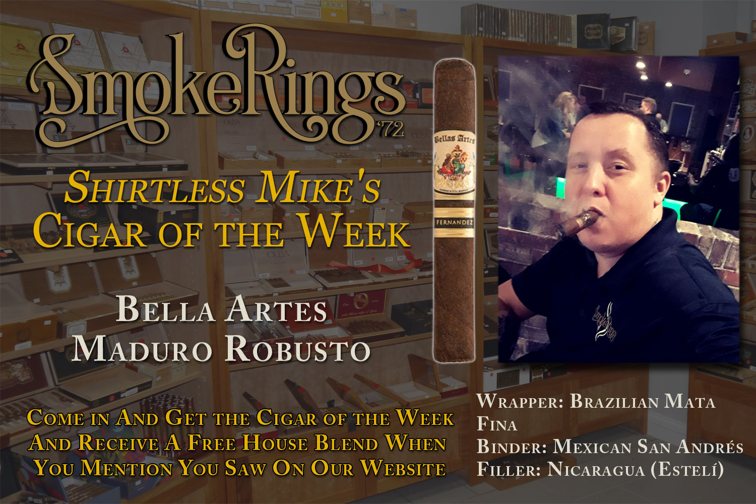 Shirtless Mike’s Cigar of the Week- February 11, 2026 – Bella Artes Maduro Robusto