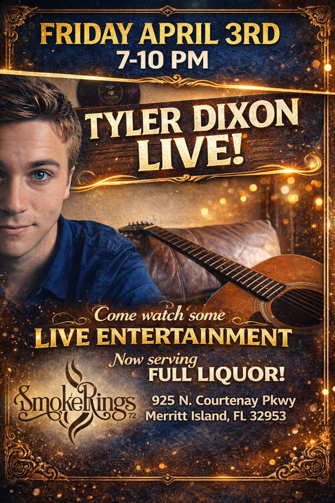 Live entertainment with Tyler Dixon on Friday April 3rd, 2026 from 7-10pm!